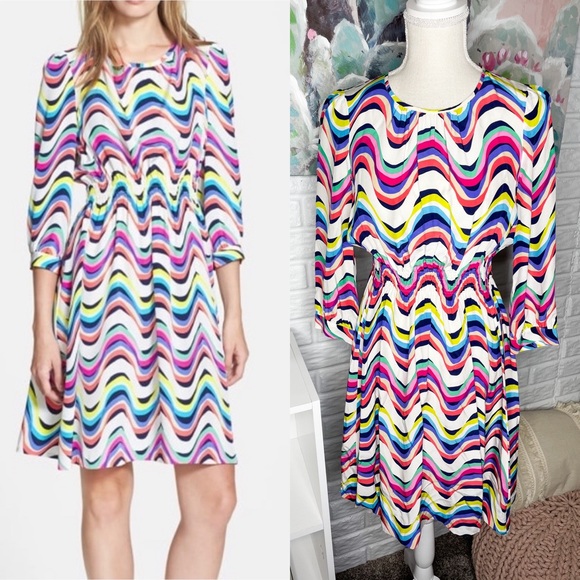 Kate Spade Zari Silk Multi Color Dress Size 4 - Picture 1 of 5
